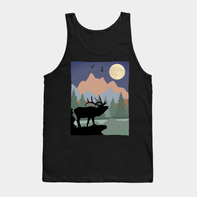 Mountain Scene Caribou Tank Top by RockettGraph1cs